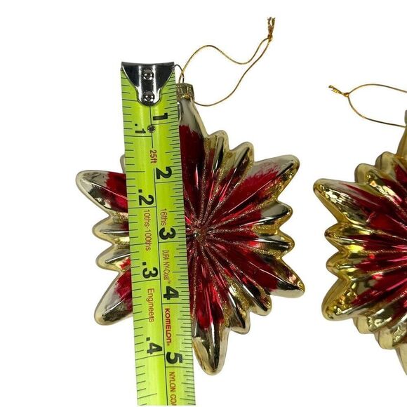 Balsam Hill Christmas Cheer Ornaments Set of 2 Stars Red Gold - Picture 6 of 7